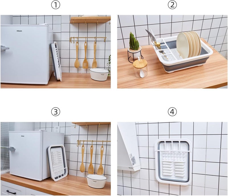 THANSTAR Collapsible Dish Drainer Portable Dinnerware Drainer Organizer for Kitchen RV Campers Travel Trailer Space Saving Kitchen Storage Tray - Image 4